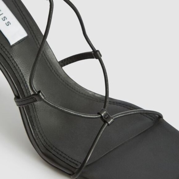 New REISS Kali Black Strappy Wrap Sandals Heels Eu 40 US 10 but Fits 9.5 - Picture 5 of 11